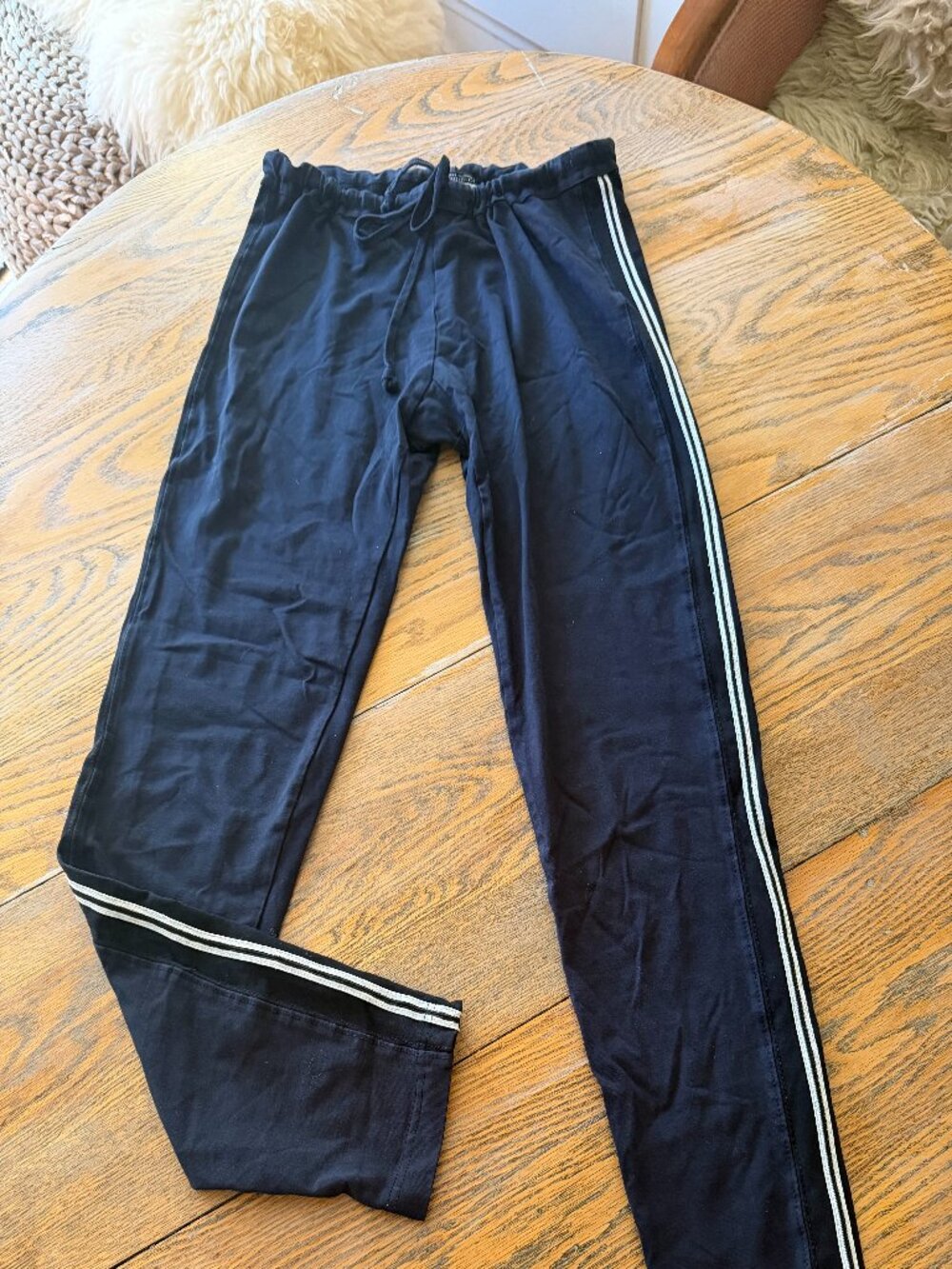 HARD TAIL black? athletic pant with side stripe/L